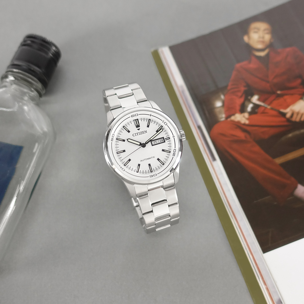 CITIZEN 星辰錶 /NH8400-87A /機械錶 自動上鍊 星期日期 防水100米 不鏽鋼手錶 白色 42mm