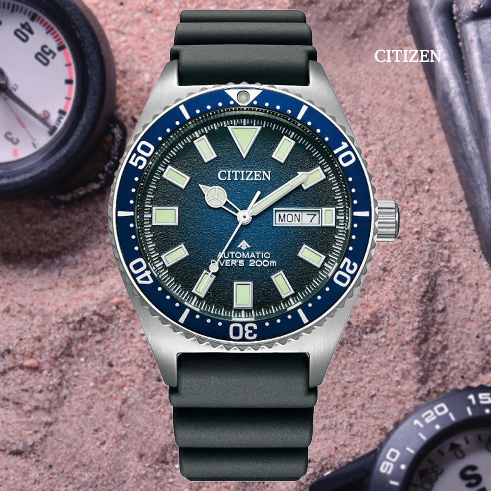 CITIZEN 星辰 PROMASTER 新NY012復古多彩 潛水機械錶-藍41mm(NY0129-07L)