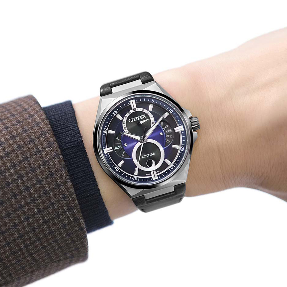 CITIZEN 星辰 GENTS Eco-Drive 三歷月相紳士男手錶(BU0066-11W)紫/42mm