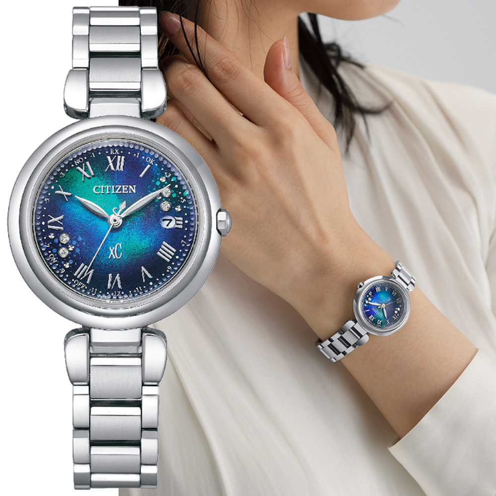 CITIZEN 星辰 xC 千彩之海限定款 光動能 電波對時 鈦金屬淑女腕錶-29mm(ES9460-61L)
