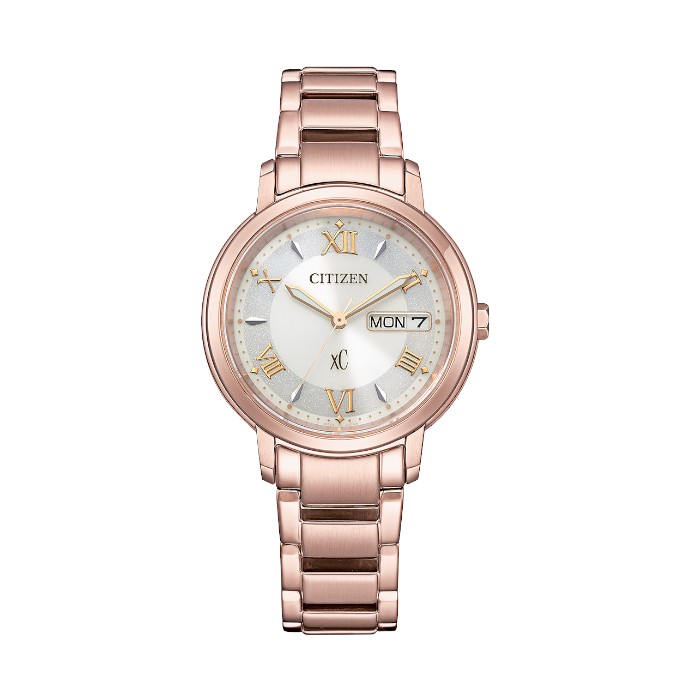 【CITIZEN】星辰 xC EW2426-62A 光動能 藍寶石鏡面 鋼錶帶 碼錶計時女錶 櫻花粉紅金 32.5mm