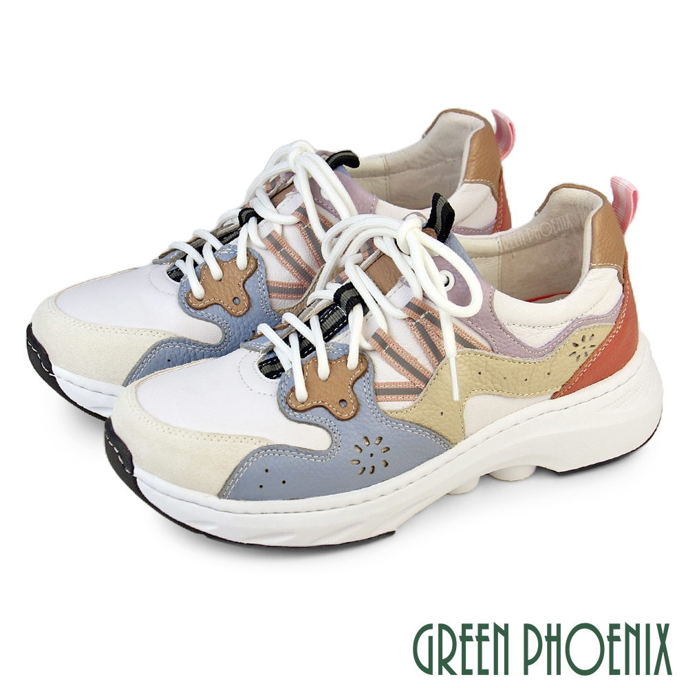 【GREEN PHOENIX 波兒德】女鞋 磁石震動 運動鞋 休閒鞋 輕量厚底 真皮 會呼吸的鞋U8-23269