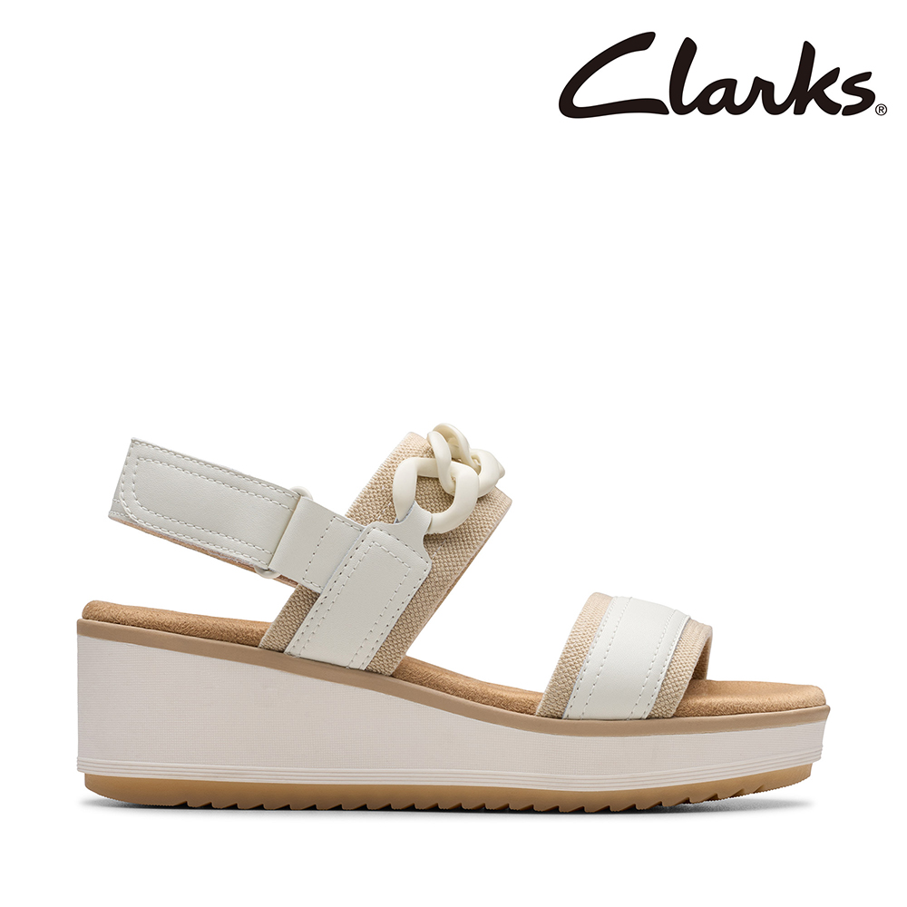 【Clarks】女款Wrenly Eve 鏈條裝飾時尚楔型厚底涼鞋CLF82086S