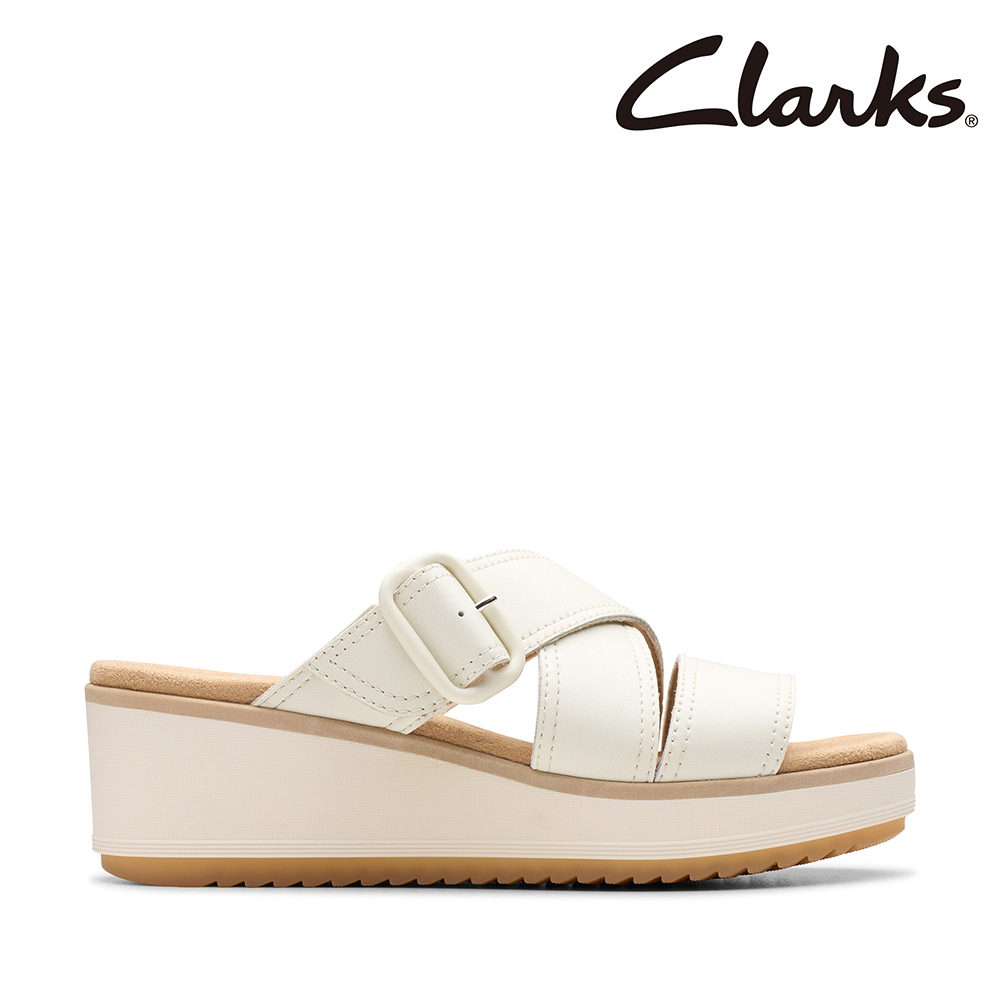 【Clarks】女款Wrenly Jane 簡約寬帶時尚楔型厚底拖鞋CLF82089S