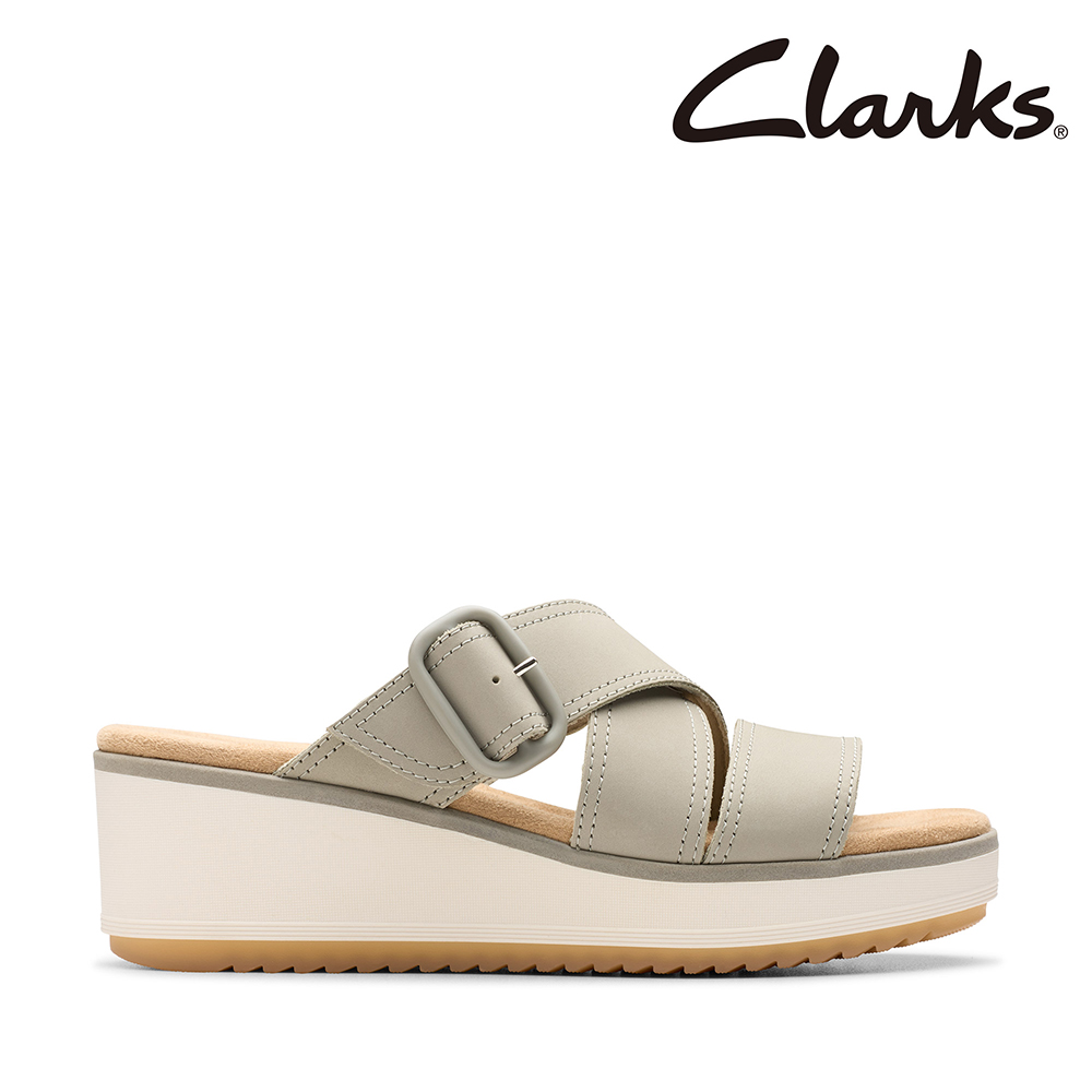 【Clarks】女款Wrenly Jane 簡約寬帶時尚楔型厚底拖鞋CLF82090S
