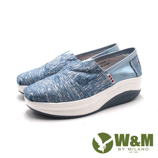W&M(女)BOUNCE絲線輕量增高厚底休閒鞋 女鞋-淺藍色