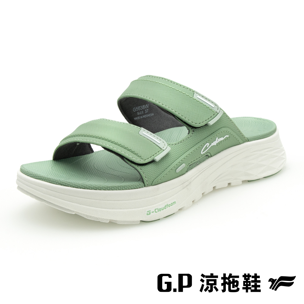 【G.P 雲端鞋-穩定系列女款輕量緩震雙帶拖鞋】G5638W-60 綠色 (SIZE:36-39 共三色)