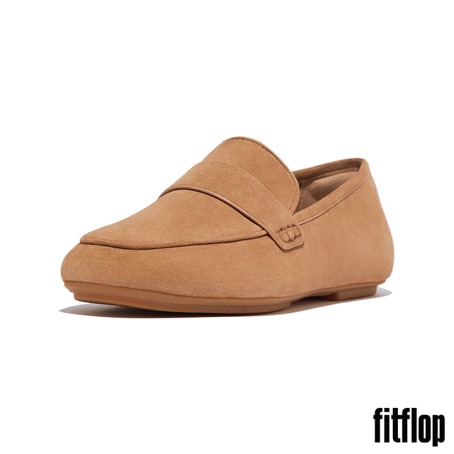 【FitFlop】DELICATO 麂皮方頭樂福鞋-女(淺沙色)