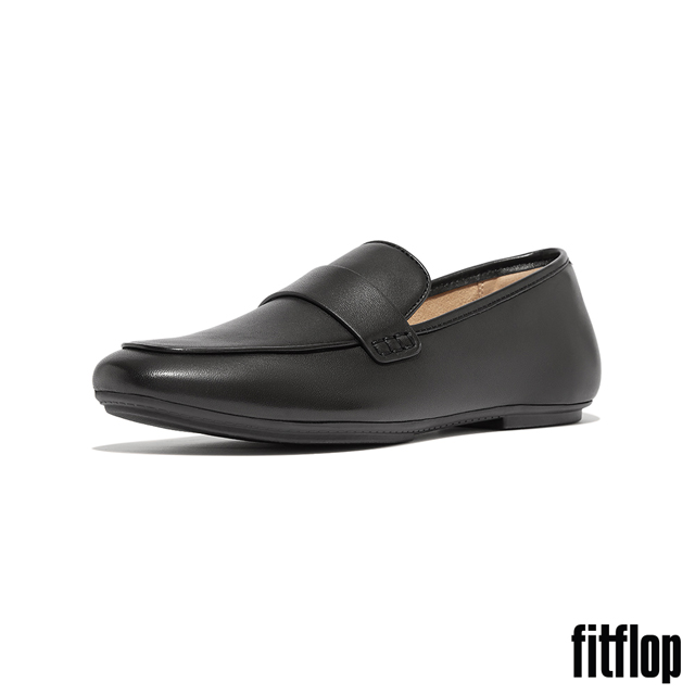 【FitFlop】DELICATO 軟皮方頭樂福鞋-女(黑色)
