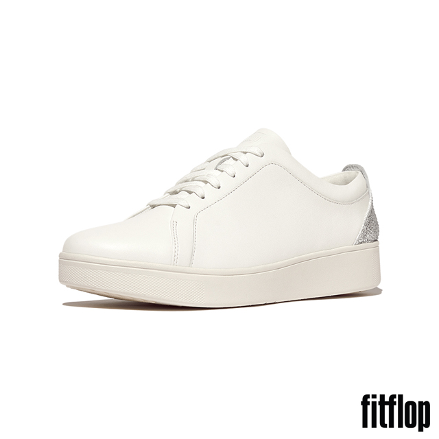 【FitFlop】RALLY 水鑽後跟皮革休閒鞋-女(都會白/銀色)