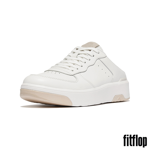【FitFlop】RALLY EVO皮革休閒拖鞋-女(都會白)