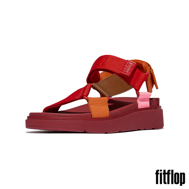 【FitFlop】GEN-FF 可調式織帶/皮革後帶涼鞋-女(紅色/粉色混色)