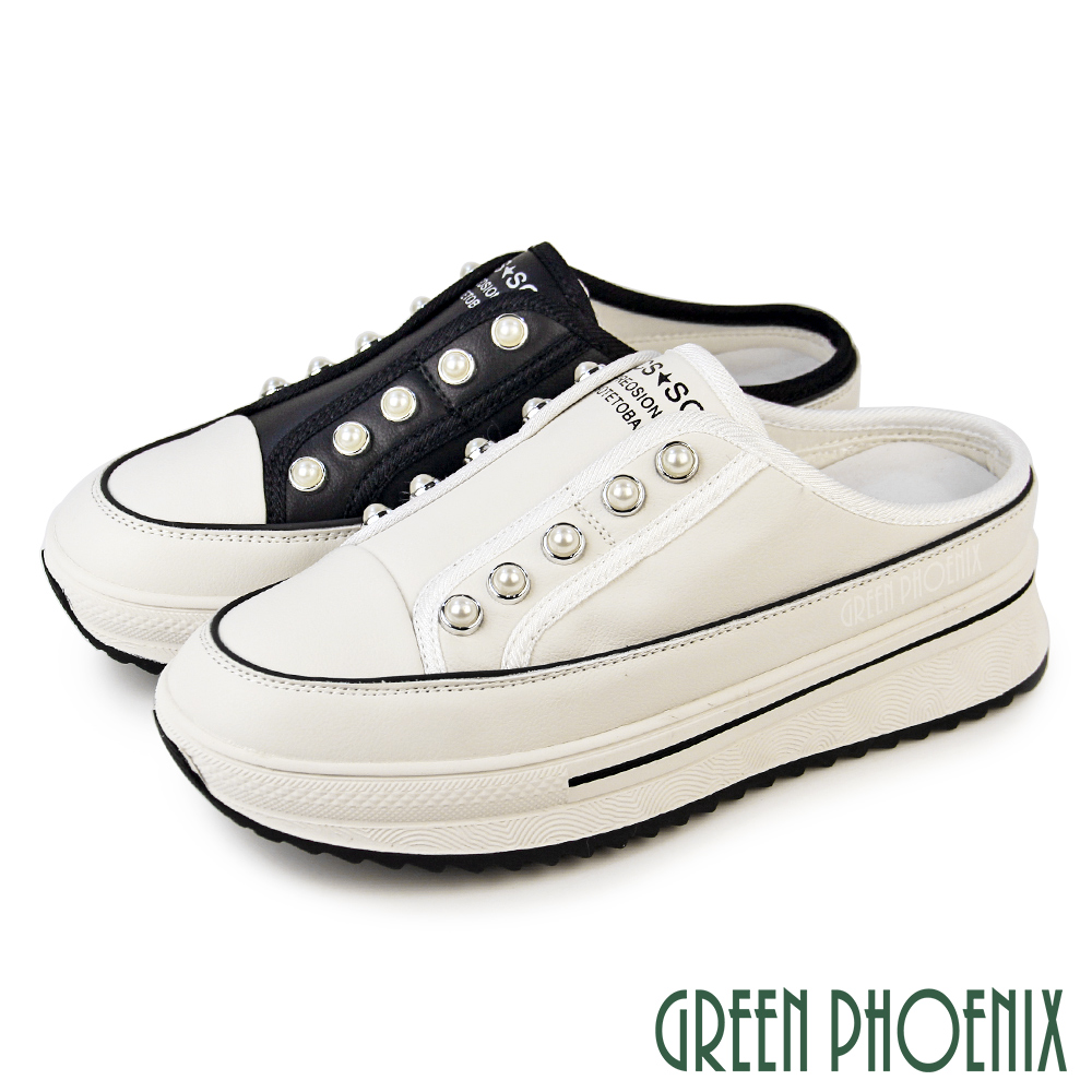【GREEN PHOENIX 波兒德】女鞋 休閒鞋 懶人鞋 穆勒拖鞋 懶人拖鞋 前包後空 全真皮 直套式U11-22221