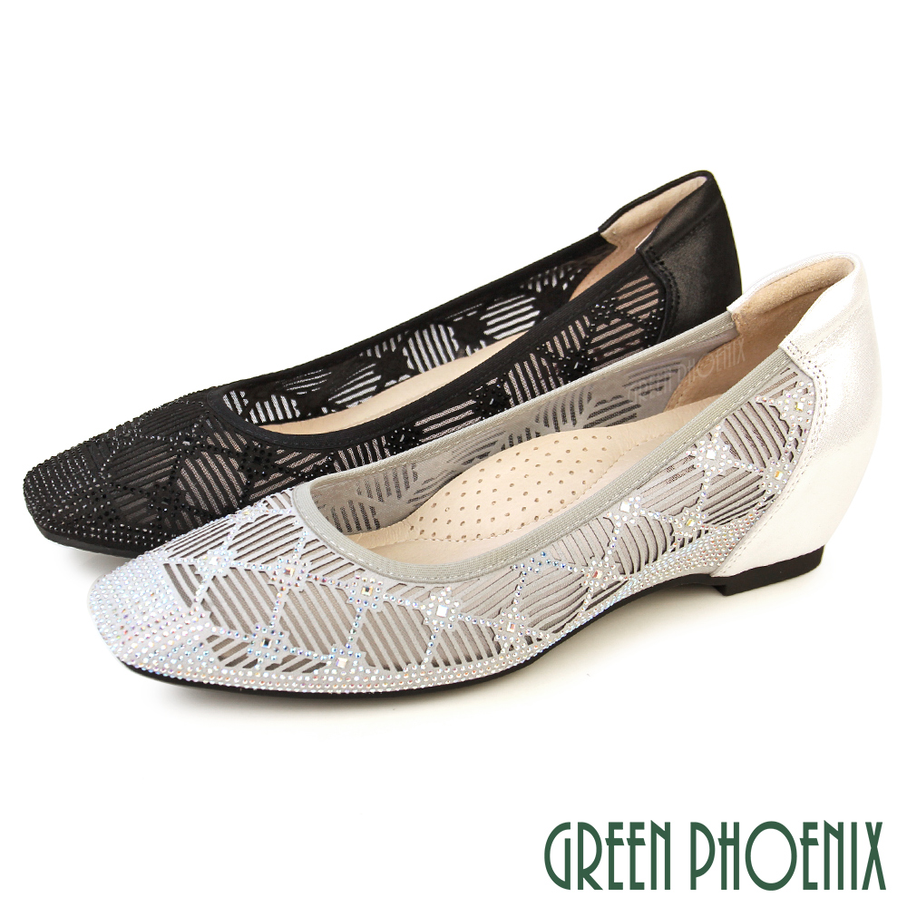 【GREEN PHOENIX 波兒德】女鞋 娃娃鞋 便鞋 包鞋 方頭 內增高 全真皮 乳膠鞋墊U11-22519