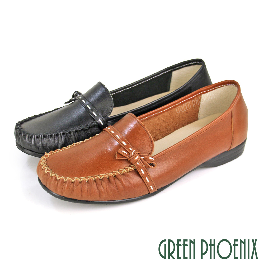 【GREEN PHOENIX 波兒德】女鞋 莫卡辛 便鞋 平底鞋 全真皮 臺灣製U33-20903