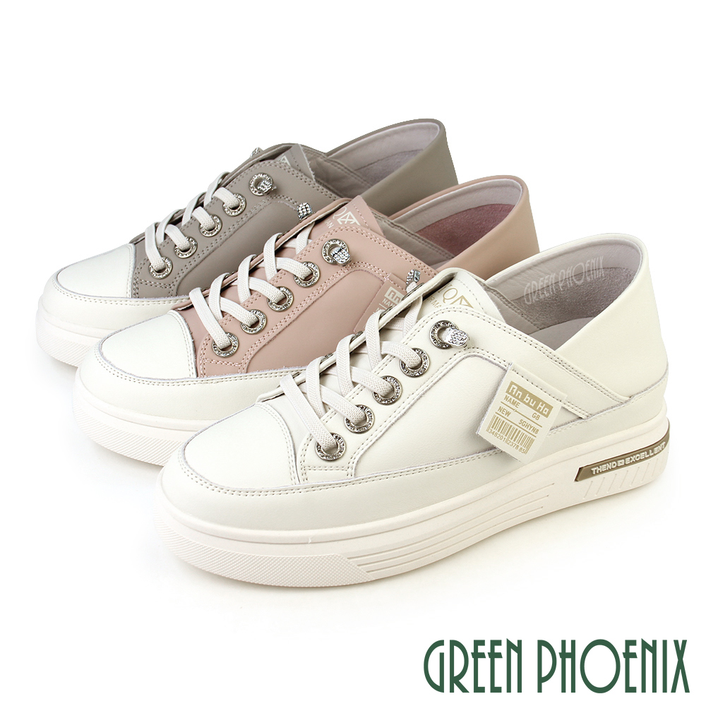【GREEN PHOENIX 波兒德】女 小白鞋 休閒鞋 懶人鞋 真皮 厚底 休閒拖鞋 包頭拖鞋U11-22307