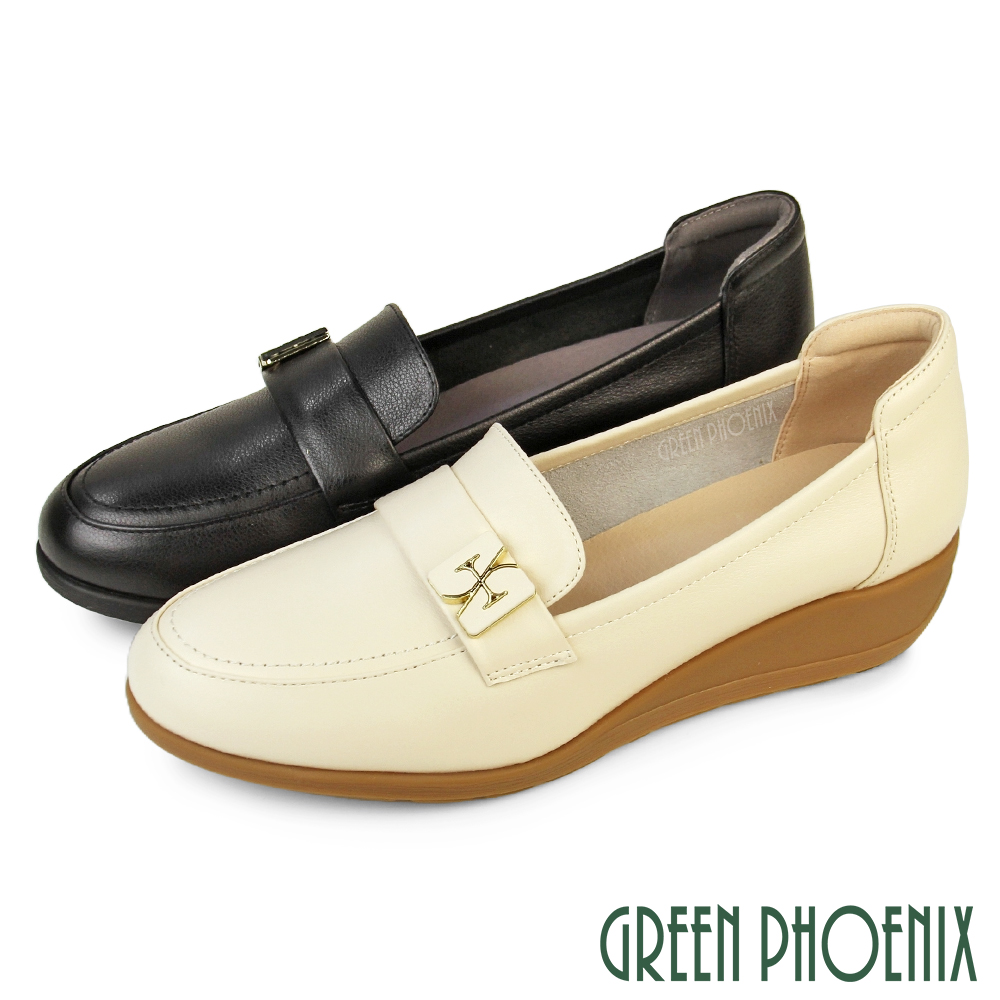【GREEN PHOENIX 波兒德】女鞋 樂福鞋 包鞋 便鞋 厚底休閒鞋 楔型 真皮U11-26880