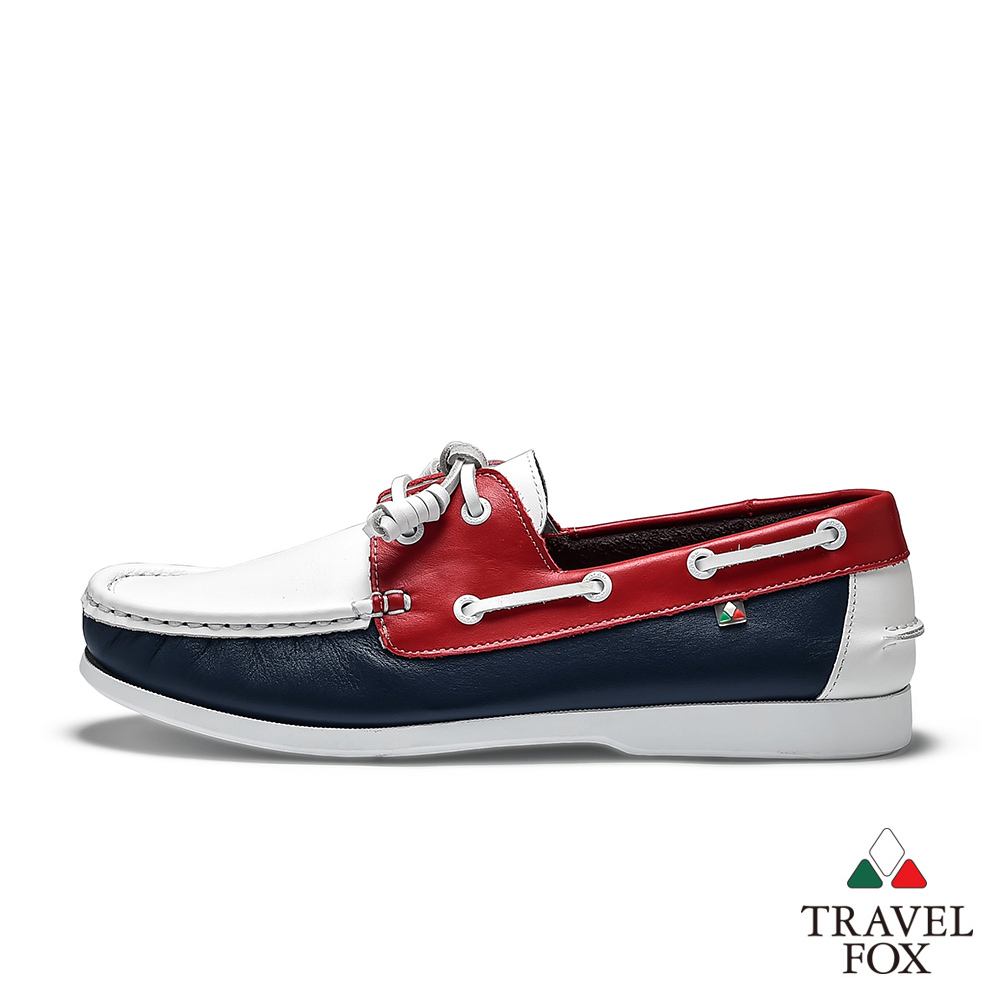 【TRAVEL FOX 旅狐】男鞋 DALLAS 經典休閒帆船鞋(919127-321 紅藍白)