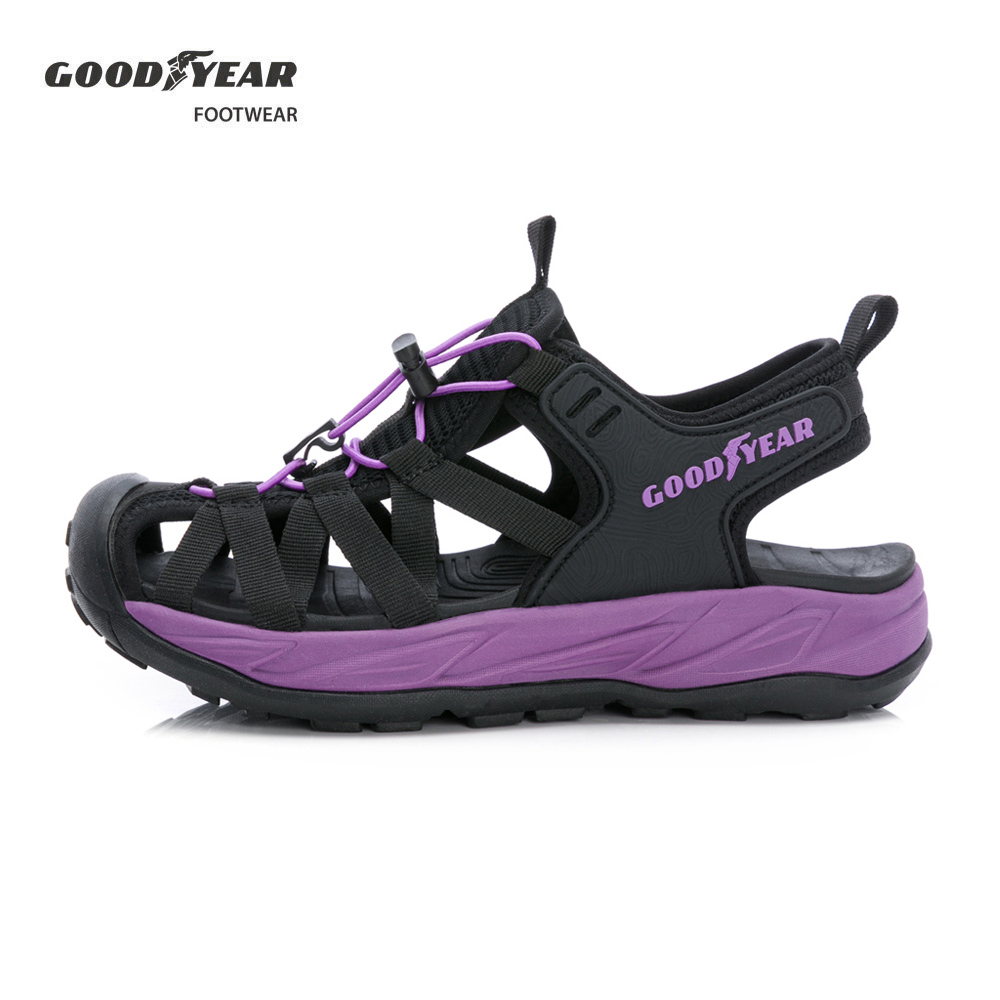 【GOODYEAR 固特異】露營趣W2 束扣運動護趾涼鞋/女 護趾 彈力 緩震 舒適 黑色(GAWS52610)