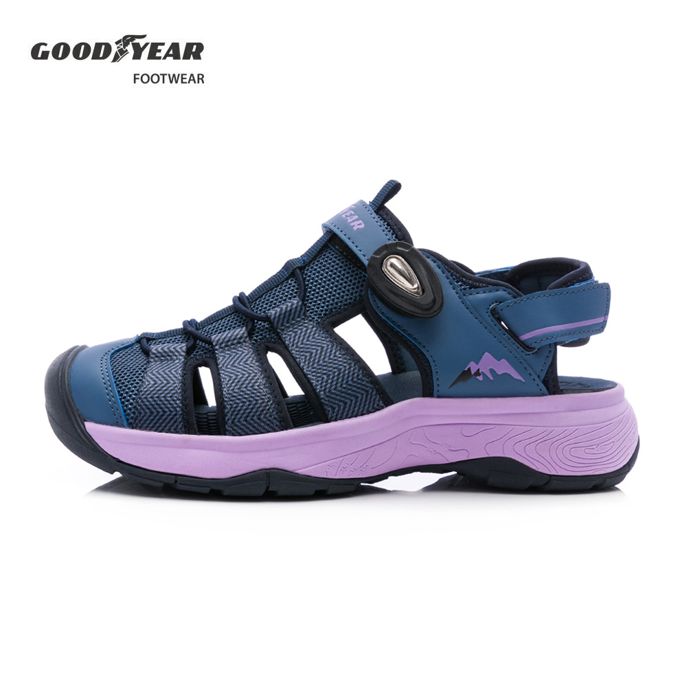 【GOODYEAR 固特異】踏青趣 護趾磁扣運動涼鞋/女 抓地 耐磨 護趾 藍紫(GAWS52606)