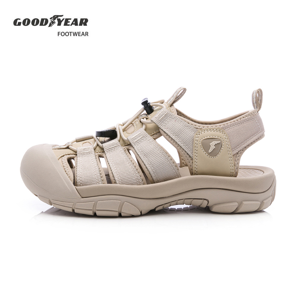 【GOODYEAR 固特異】希洛 束扣運動護趾涼鞋/女 抓地 耐磨 護趾 奶茶(GAWS52624)