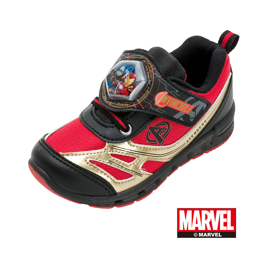 【Marvel 漫威】復仇者聯盟 童鞋電燈運動鞋 黑金紅/MRKX44600