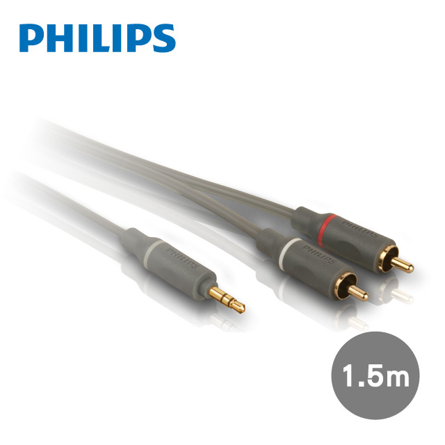 PHILIPS 飛利浦 SWA4527S/10 1.5m 立體聲音源線3.5mm轉2RCA