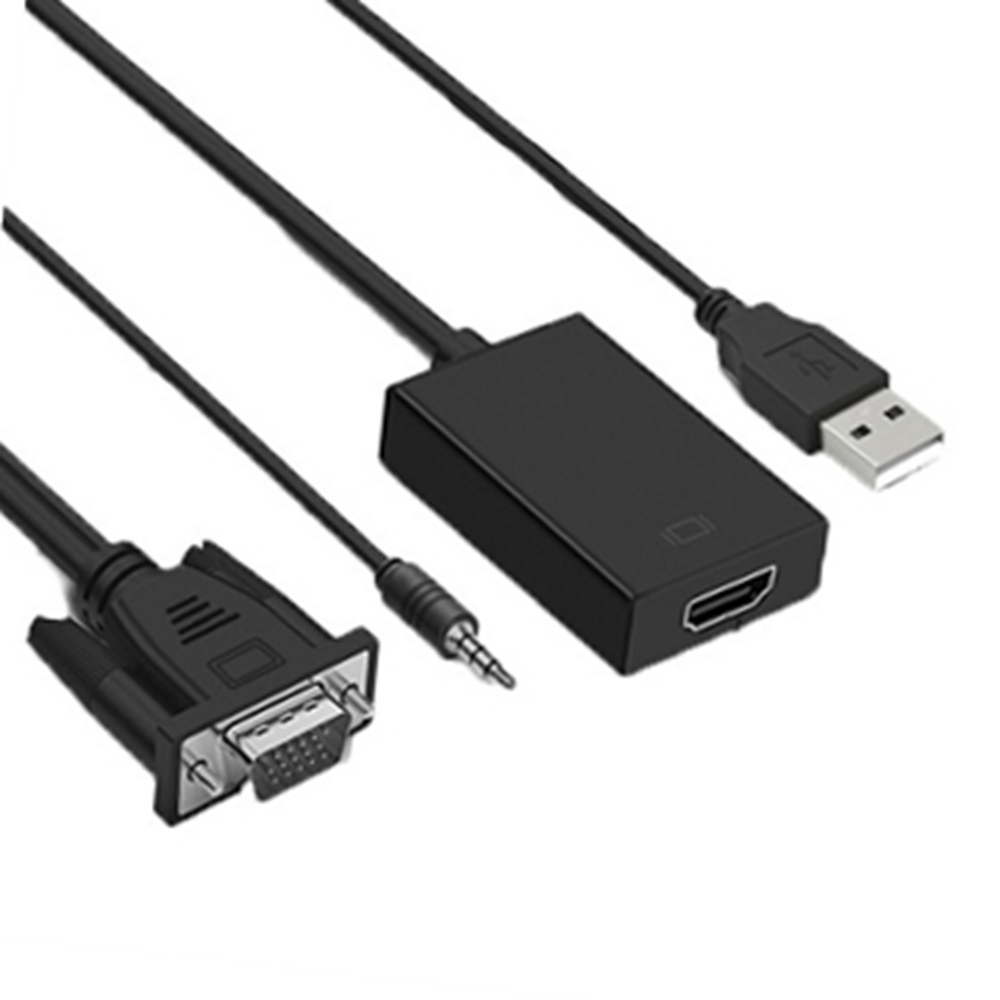VGA(公)轉HDMI(母) 訊號影音傳輸轉接器