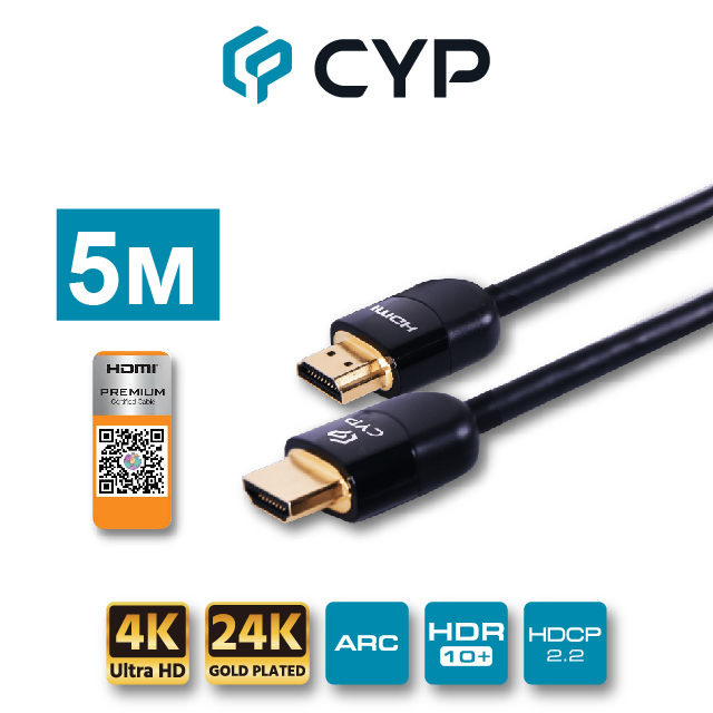 CYP西柏 - 專業級純銅鋅合金超高速HDMI 2.0 線 5.0M (CBL-H300-050)