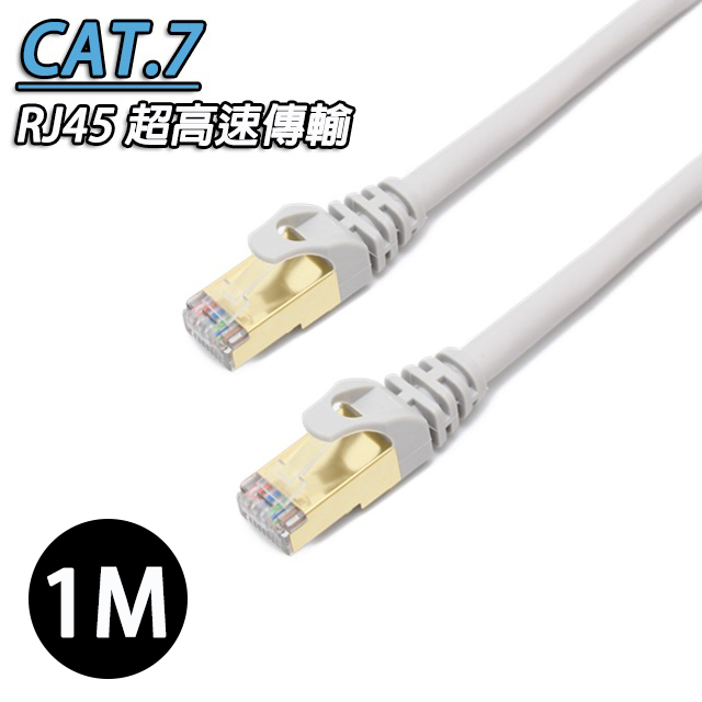 CAT.7 SSTP鍍金接頭網路線 雙屏蔽網線高速傳輸 RJ45網路線-1M