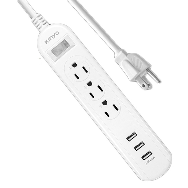 KINYO 1總開關 6插座 3孔插座 3埠USB充電孔3.5A 電源專用安全延長線 6尺1.8m
