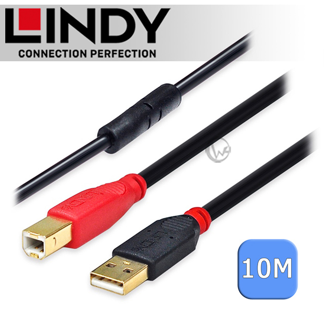 LINDY 林帝 主動式 USB 2.0 A/公 轉 B/公 延長線 10m (42761)