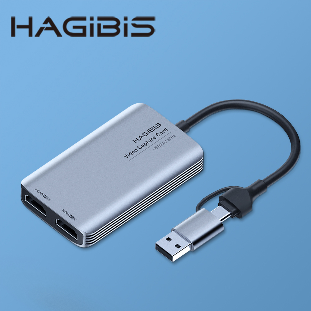 HAGiBiS鋁合金Type-C+USB雙接頭4K视訊彩集卡