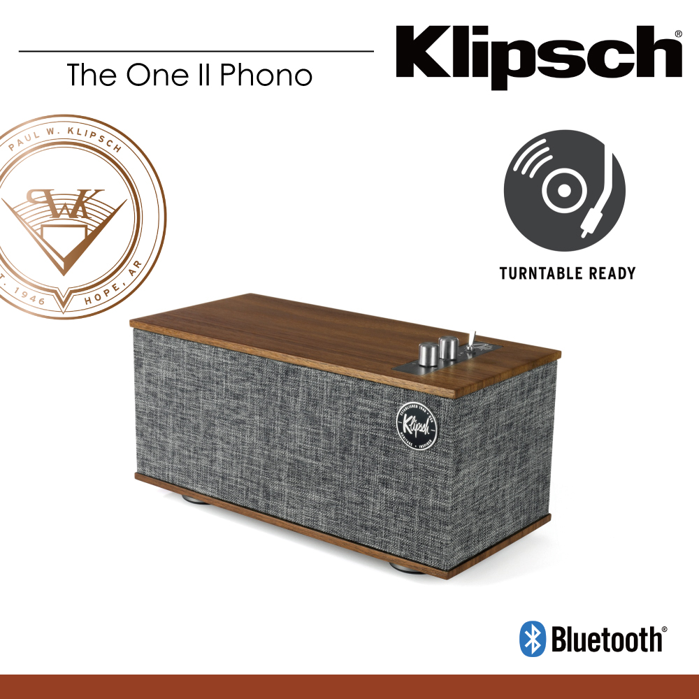 【Klipsch】The One II Phono-Walnut 藍牙喇叭 (內建唱頭放大 可連接黑膠唱盤)