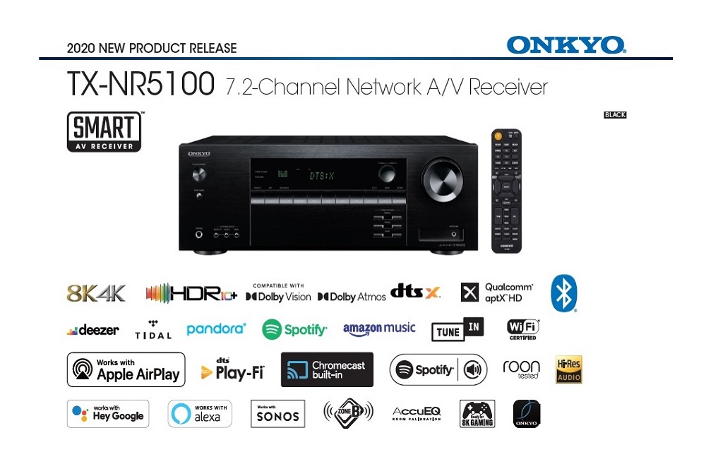 ONKYO TX-NR5100 7.2聲道 8K網路影音環繞擴大機