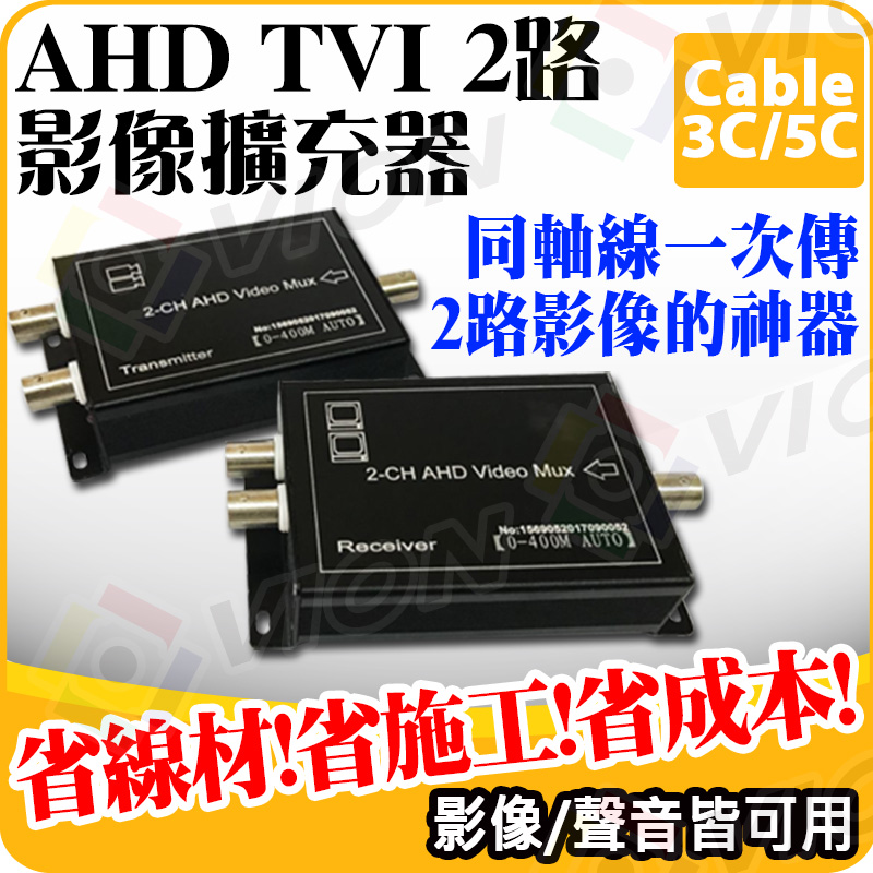 AHD TVI 2路 影像擴充器/復用器