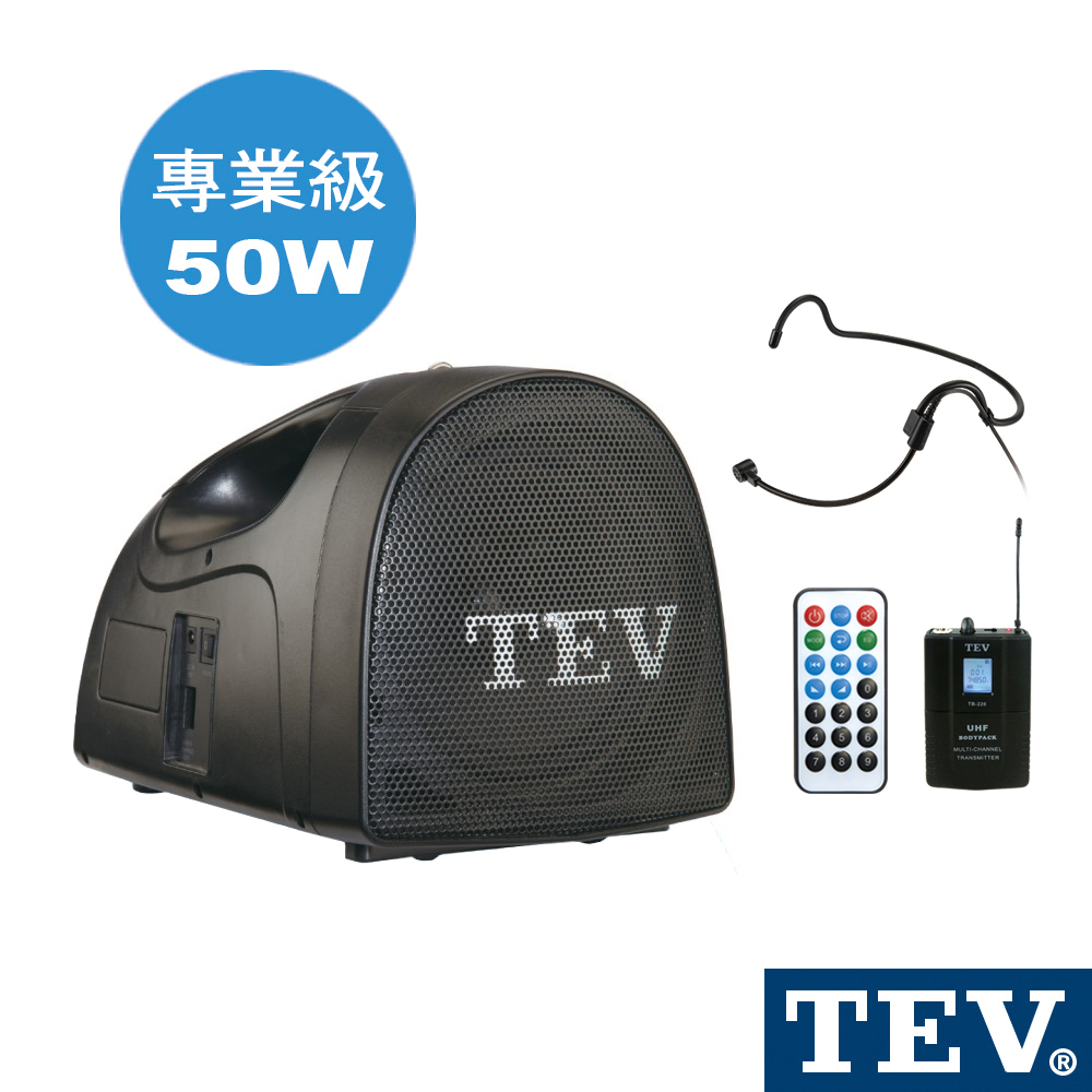 TEV 台灣電音 100頻道肩帶式藍牙/USB/SD播放擴音器 TA220DLH|頭戴式麥克風