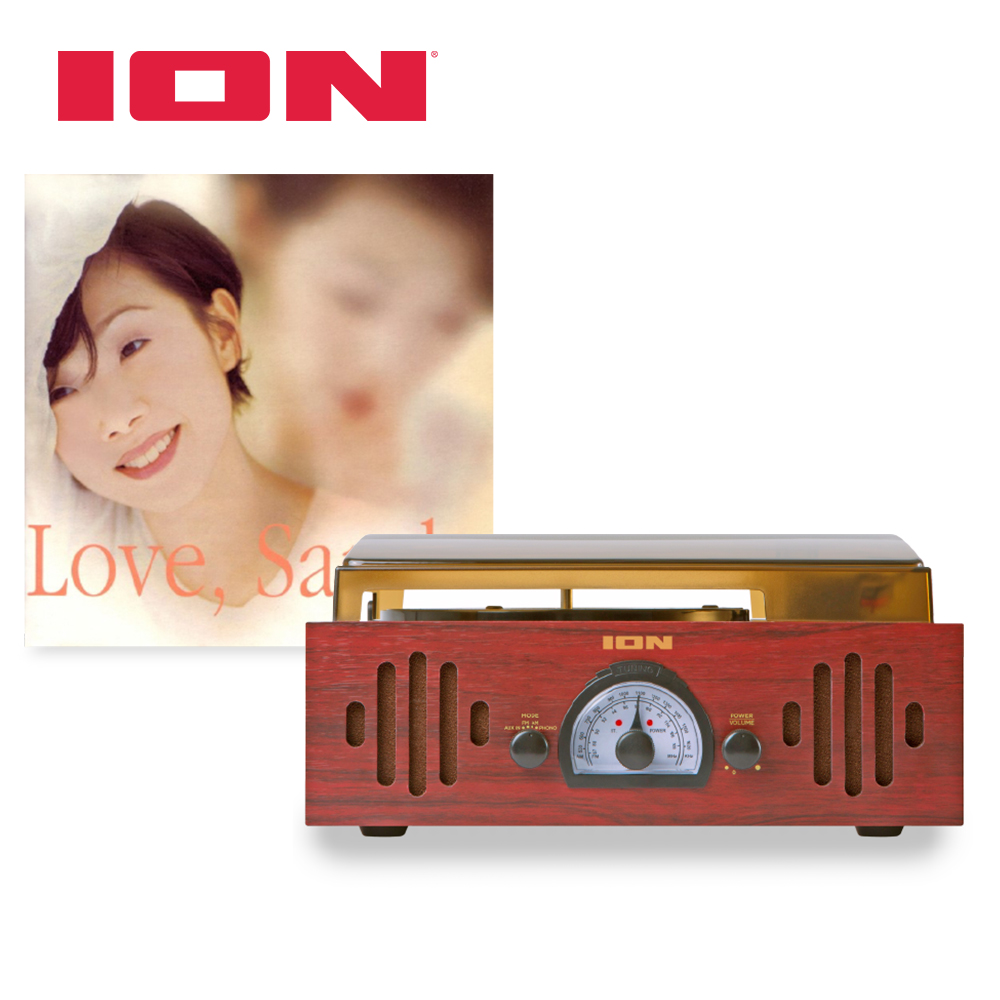 【精選唱片珍藏組】IONAudioTrioLPneo3合1復古箱式黑膠唱機/AM/FM收音機+林憶蓮Love,Sandy白色彩膠