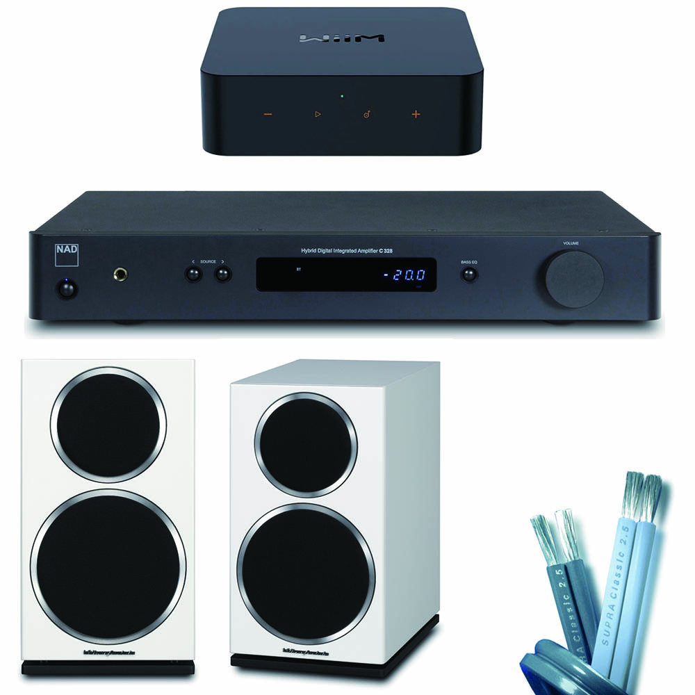 WiiM WiiM Pro (不含遙控器)+NAD C328藍牙綜擴 + Wharfedale DIAMOND 220書架型喇叭-白