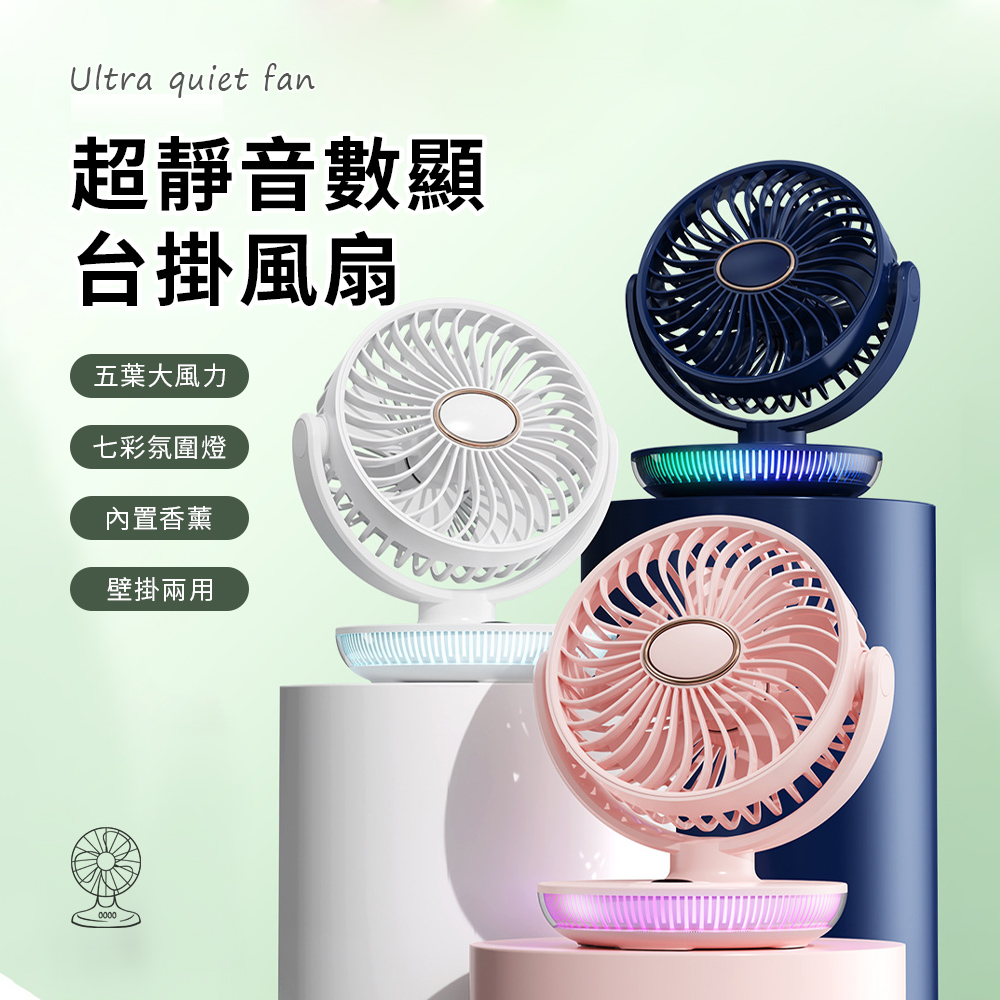 OMG 迷你桌面壁掛兩用循環風扇 大風量電風扇 露營扇 USB充電風扇 桌扇 掛扇