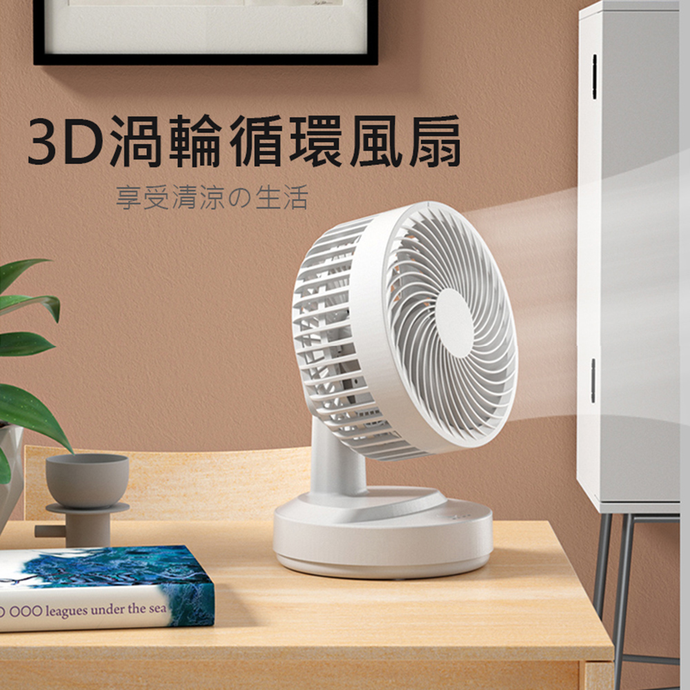 3D渦輪迴圈桌面電風扇(插電款) 大風量 超靜音 2檔風