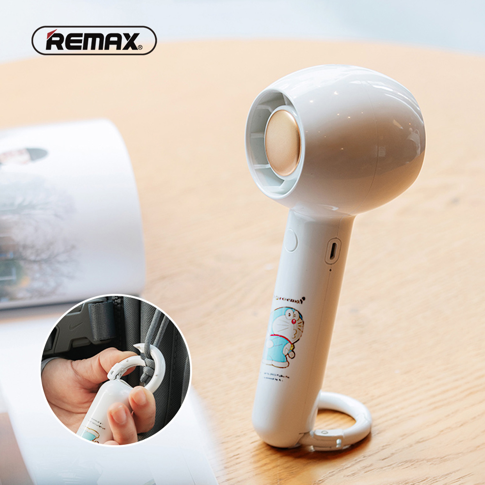 【REMAX】哆啦A夢手持桌立風扇-白色