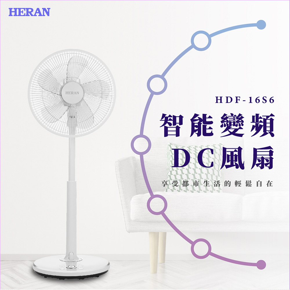【HERAN 禾聯】16吋智慧省電變頻DC風扇 HDF-16S6