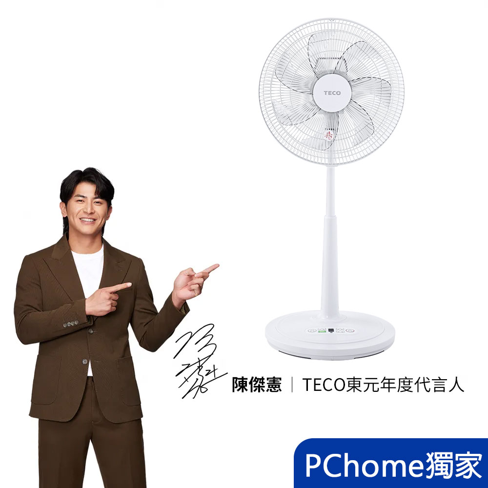 TECO東元 14吋DC馬達ECO智慧溫控遙控擺頭立扇 XA1416BRD
