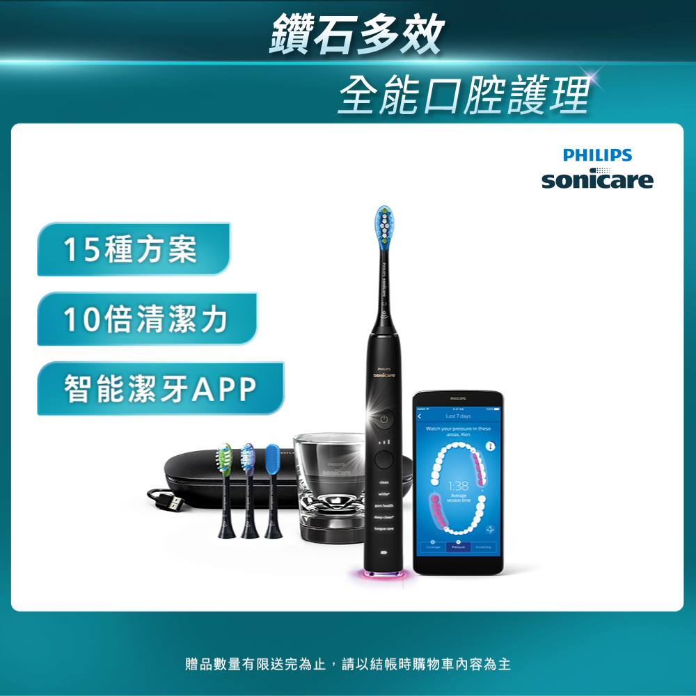 PHILIPS 飛利浦 官方直營 Sonicare DiamondClean Smart 鑽石極淨智能音波震動牙刷HX9924/12 (爵士黑)(電動牙刷)