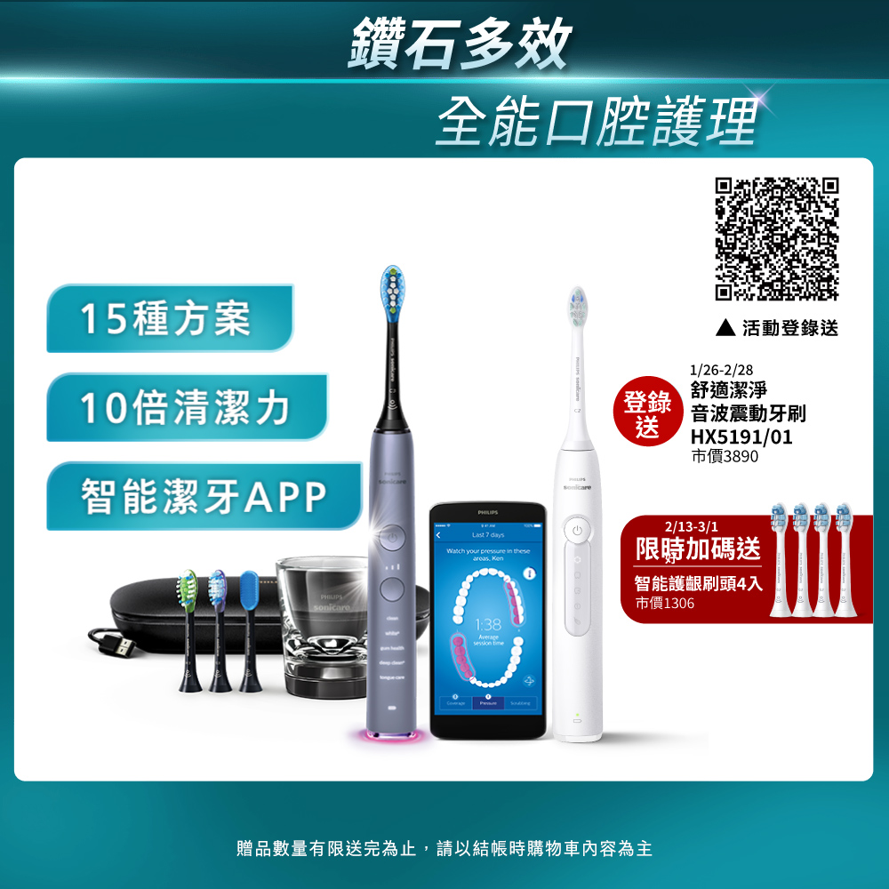 PHILIPS 飛利浦 Sonicare Smart 鑽石極淨智能音波震動牙刷HX9924/42 (絢光銀)