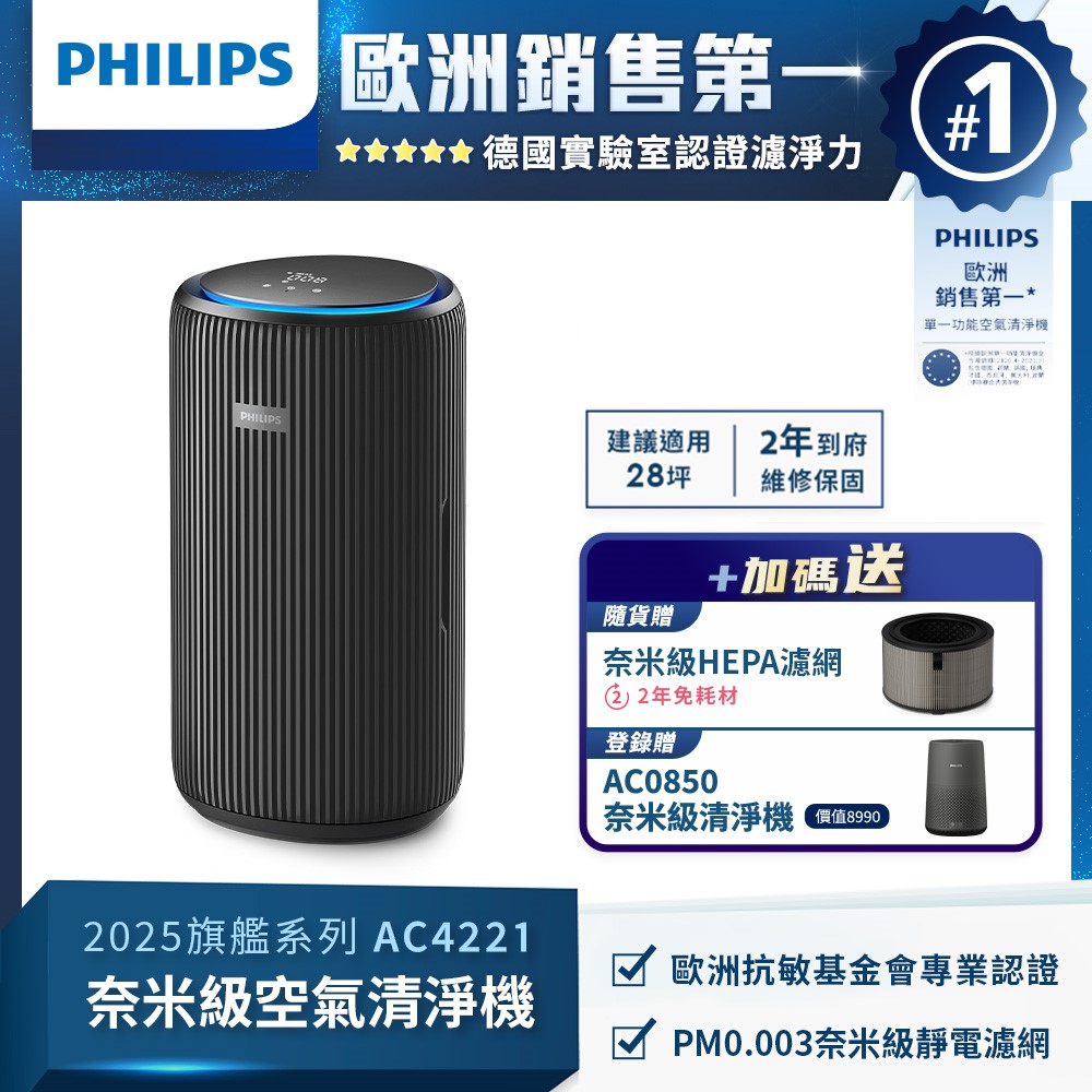 PHILIPS 飛利浦 奈米級空氣清淨機(AC4221/81)