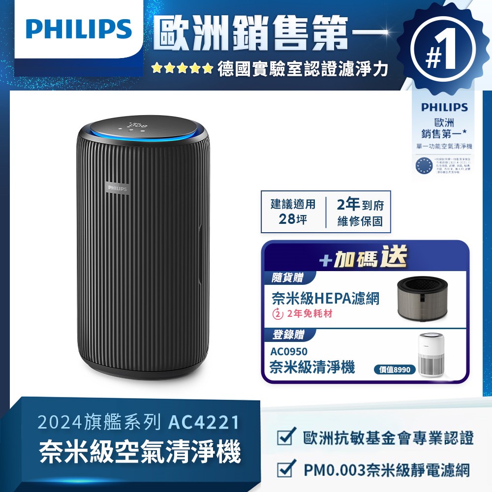 PHILIPS 飛利浦 奈米級空氣清淨機(AC4221/81)