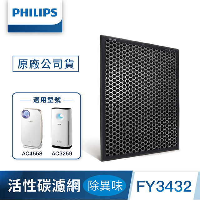 PHILIPS飛利浦 活性碳濾網-除異味FY3432-適用:AC4558/AC3259