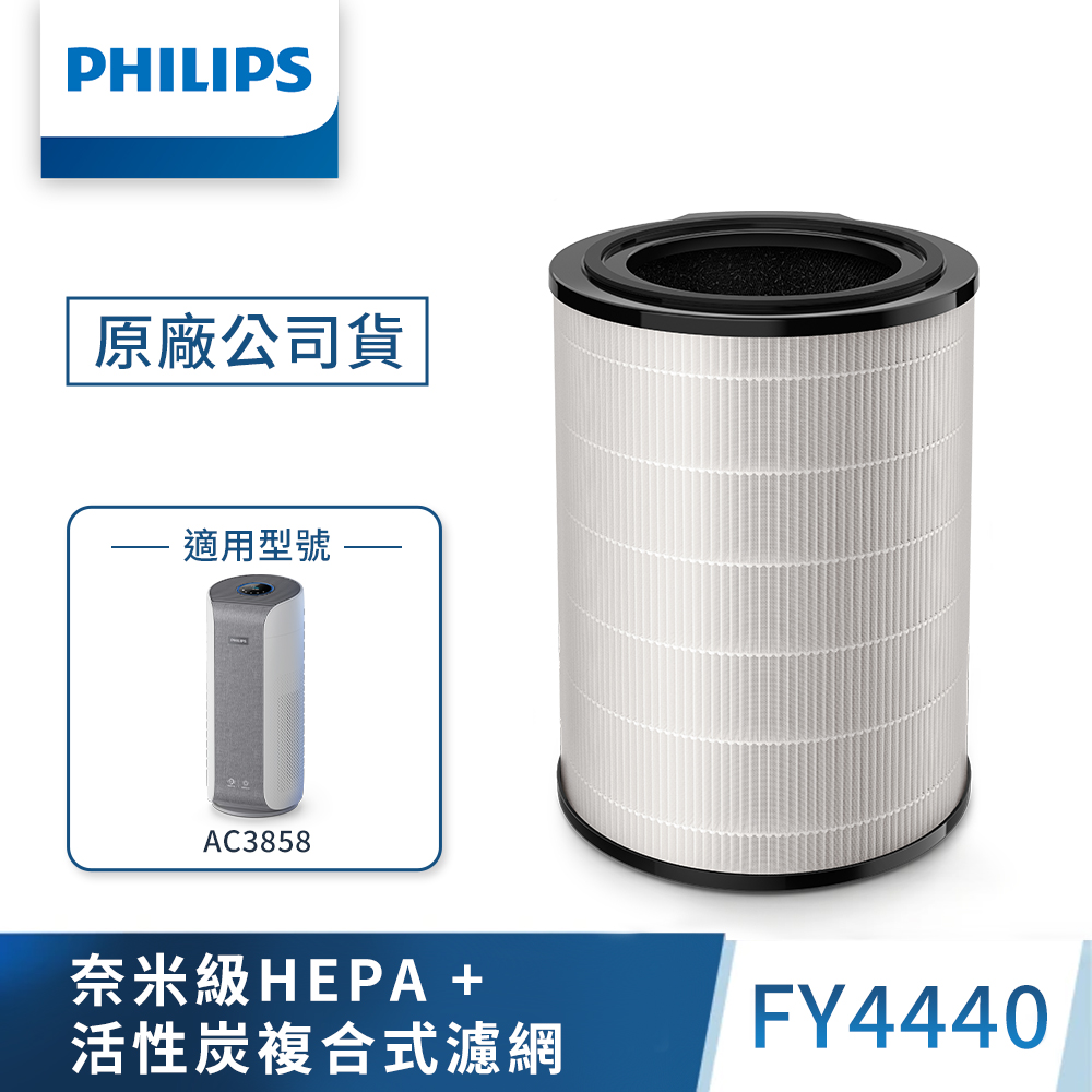 【Philips 飛利浦】奈米級勁護HEPA&活性碳複合式濾網 -FY4440(適用型號: AC3858)